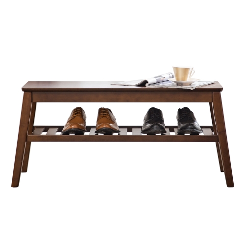 Nnewvante Shoes Rack Bench Free Standing Organizaing Rack Pure Wood Sturdy Shoes Storage Rack 85cm Walnut Bd85